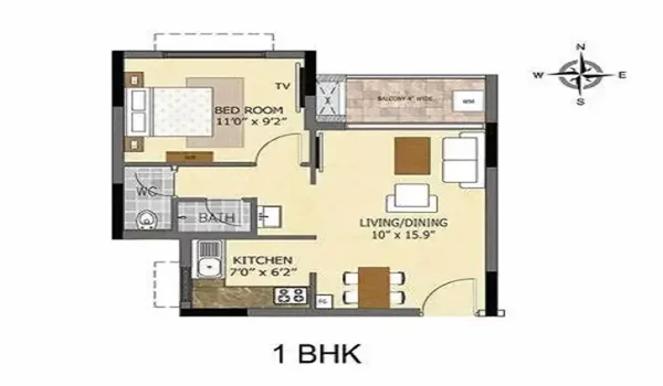 1 BHK Floor Plan Featured Image of 1 BHK Floor Plan
