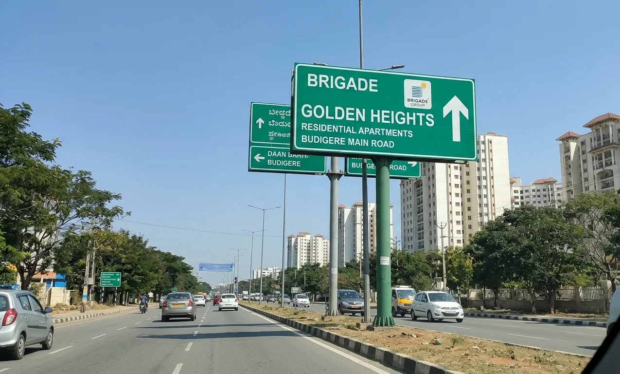 Distance from Brigade Golden Heights to Old Madras Road 